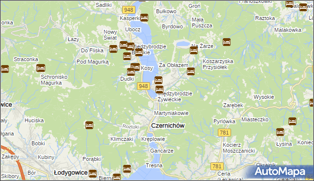 mapa Międzybrodzie Żywieckie, Międzybrodzie Żywieckie na mapie Targeo