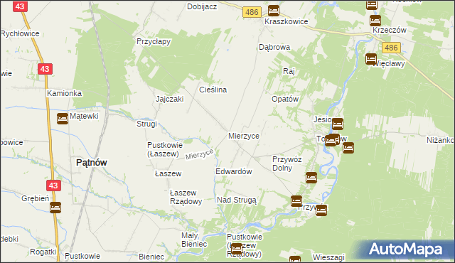 mapa Mierzyce, Mierzyce na mapie Targeo