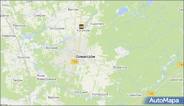 mapa Miłaków gmina Gowarczów, Miłaków gmina Gowarczów na mapie Targeo