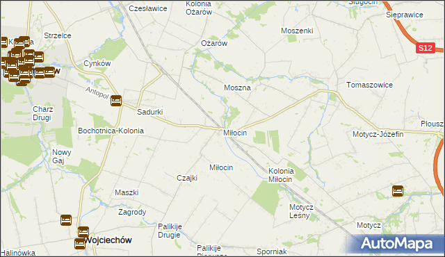 mapa Miłocin gmina Jastków, Miłocin gmina Jastków na mapie Targeo
