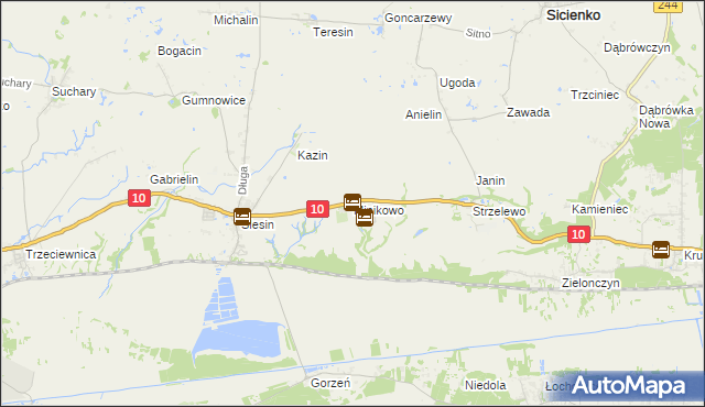 mapa Minikowo gmina Nakło nad Notecią, Minikowo gmina Nakło nad Notecią na mapie Targeo