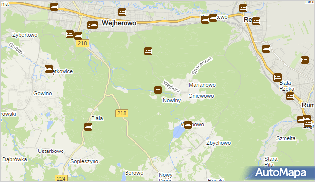 mapa Młynki gmina Wejherowo, Młynki gmina Wejherowo na mapie Targeo