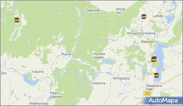 mapa Młynowo gmina Łobżenica, Młynowo gmina Łobżenica na mapie Targeo