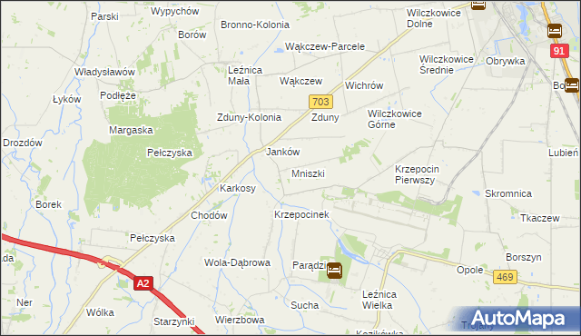 mapa Mniszki gmina Łęczyca, Mniszki gmina Łęczyca na mapie Targeo