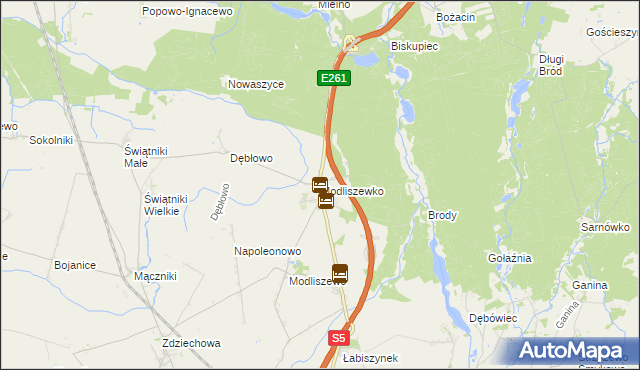 mapa Modliszewko, Modliszewko na mapie Targeo