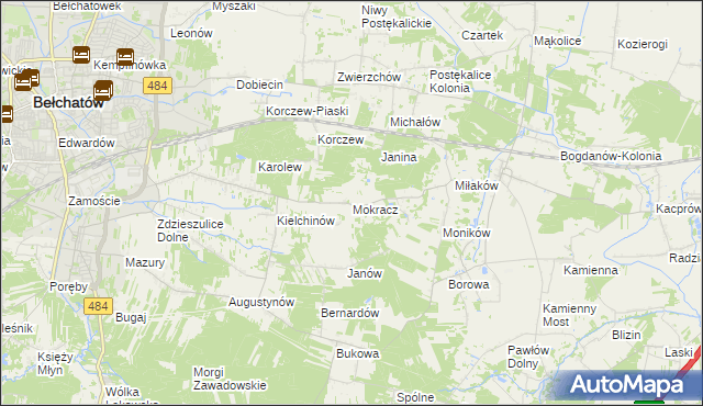 mapa Mokracz, Mokracz na mapie Targeo