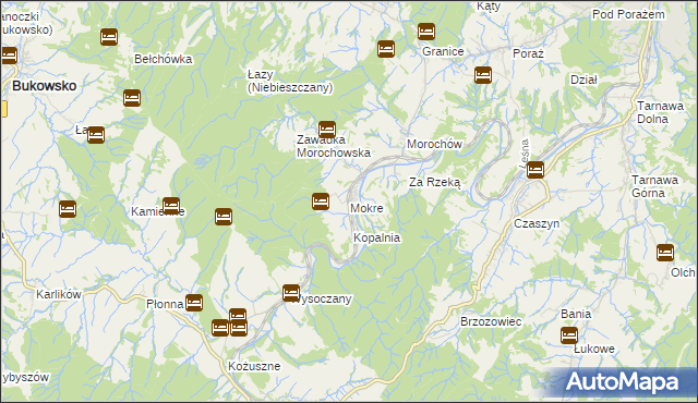 mapa Mokre gmina Zagórz, Mokre gmina Zagórz na mapie Targeo