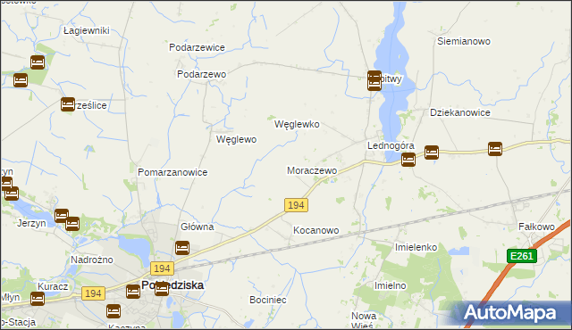 mapa Moraczewo gmina Łubowo, Moraczewo gmina Łubowo na mapie Targeo