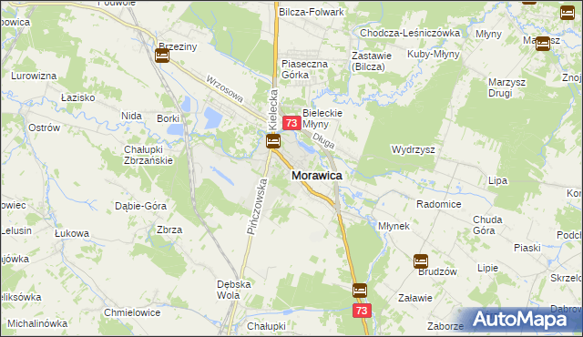 mapa Morawica powiat kielecki, Morawica powiat kielecki na mapie Targeo