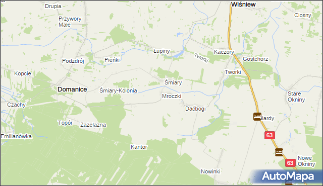 mapa Mroczki gmina Wiśniew, Mroczki gmina Wiśniew na mapie Targeo