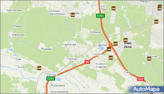 mapa Murowaniec gmina Białe Błota, Murowaniec gmina Białe Błota na mapie Targeo