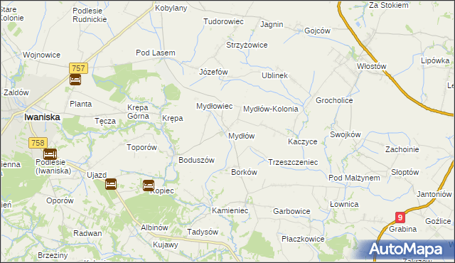 mapa Mydłów, Mydłów na mapie Targeo