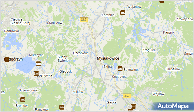 mapa Mysłakowice, Mysłakowice na mapie Targeo