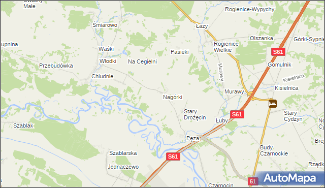 mapa Nagórki gmina Piątnica, Nagórki gmina Piątnica na mapie Targeo