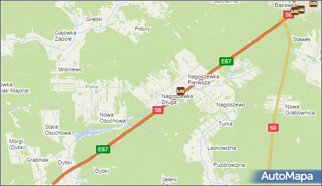 mapa Nagoszewka Druga, Nagoszewka Druga na mapie Targeo