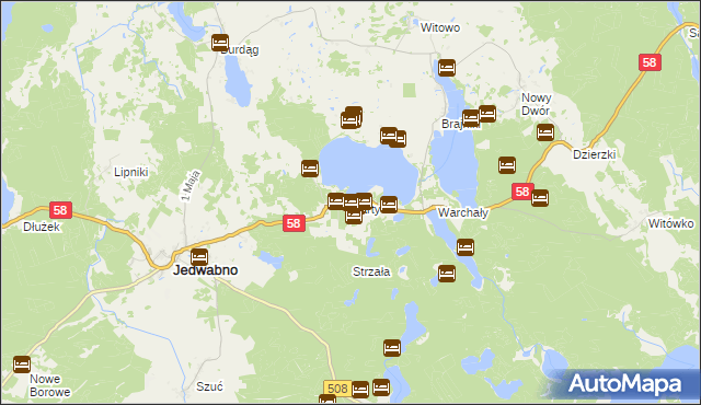 mapa Narty gmina Jedwabno, Narty gmina Jedwabno na mapie Targeo