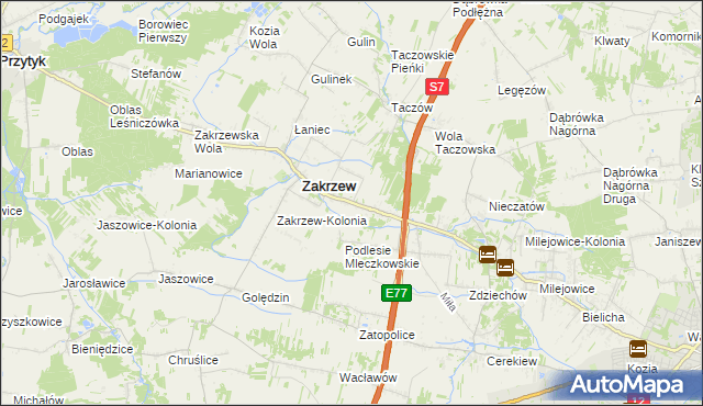 mapa Natalin gmina Zakrzew, Natalin gmina Zakrzew na mapie Targeo