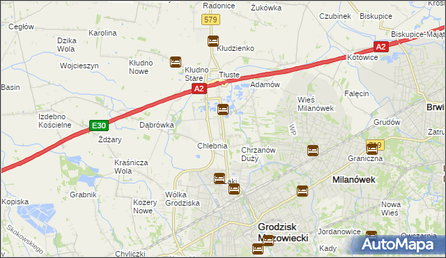 mapa Natolin gmina Grodzisk Mazowiecki, Natolin gmina Grodzisk Mazowiecki na mapie Targeo