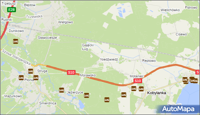 mapa Niedźwiedź gmina Kobylanka, Niedźwiedź gmina Kobylanka na mapie Targeo