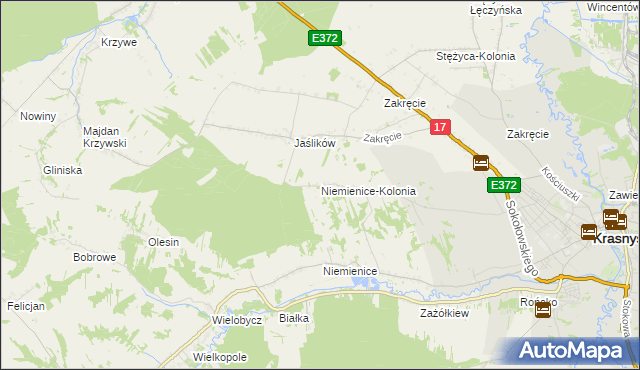 mapa Niemienice-Kolonia, Niemienice-Kolonia na mapie Targeo