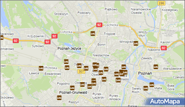 mapa Niestachów gmina Poznań, Niestachów gmina Poznań na mapie Targeo