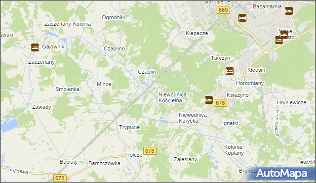 mapa Niewodnica Kościelna, Niewodnica Kościelna na mapie Targeo