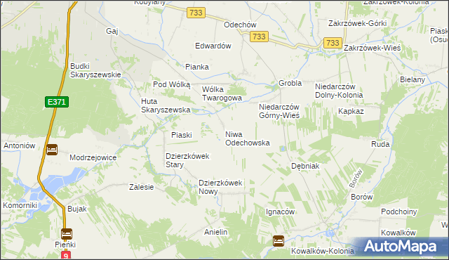 mapa Niwa Odechowska, Niwa Odechowska na mapie Targeo