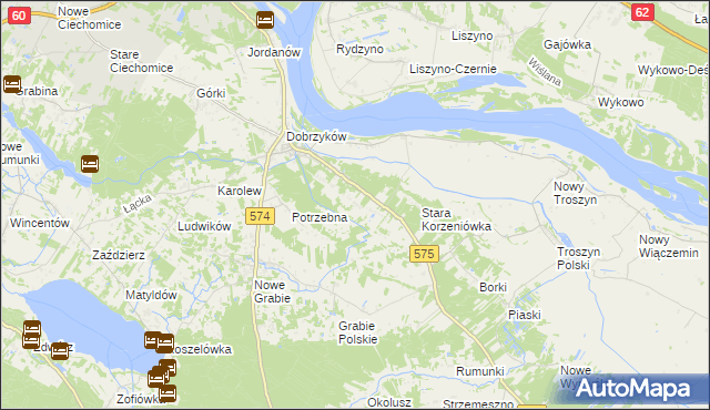 mapa Nowa Korzeniówka, Nowa Korzeniówka na mapie Targeo
