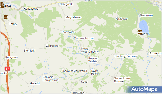 mapa Nowa Wieś-Dmochy, Nowa Wieś-Dmochy na mapie Targeo
