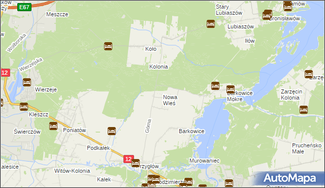 mapa Nowa Wieś gmina Sulejów, Nowa Wieś gmina Sulejów na mapie Targeo