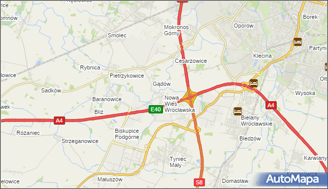 mapa Nowa Wieś Wrocławska, Nowa Wieś Wrocławska na mapie Targeo