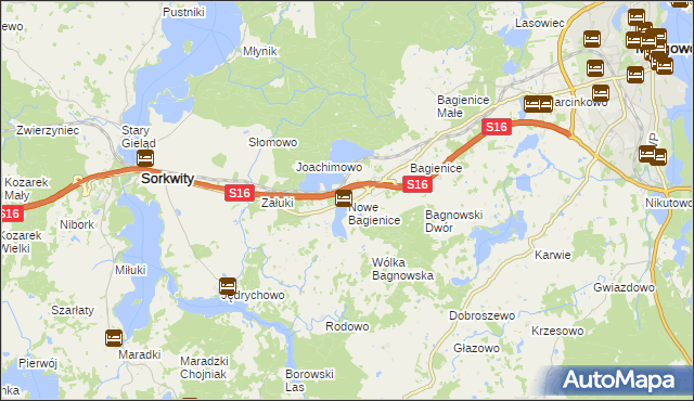 mapa Nowe Bagienice, Nowe Bagienice na mapie Targeo