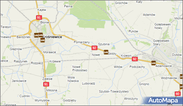 mapa Nowe gmina Krośniewice, Nowe gmina Krośniewice na mapie Targeo