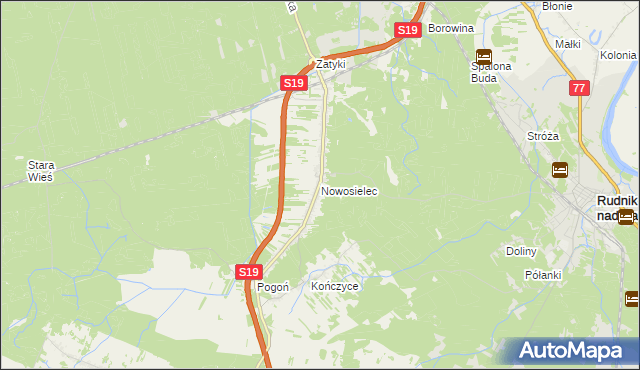 mapa Nowosielec gmina Nisko, Nowosielec gmina Nisko na mapie Targeo