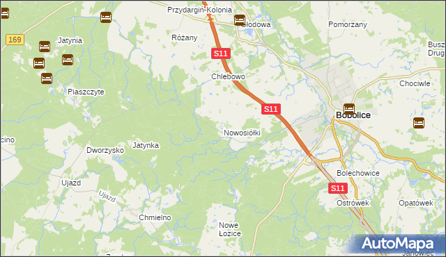 mapa Nowosiółki gmina Bobolice, Nowosiółki gmina Bobolice na mapie Targeo
