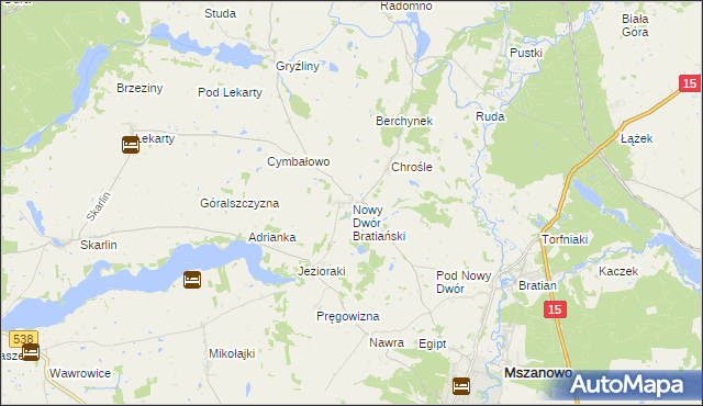 mapa Nowy Dwór Bratiański, Nowy Dwór Bratiański na mapie Targeo