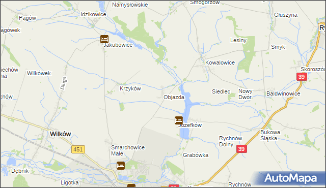 mapa Objazda gmina Namysłów, Objazda gmina Namysłów na mapie Targeo