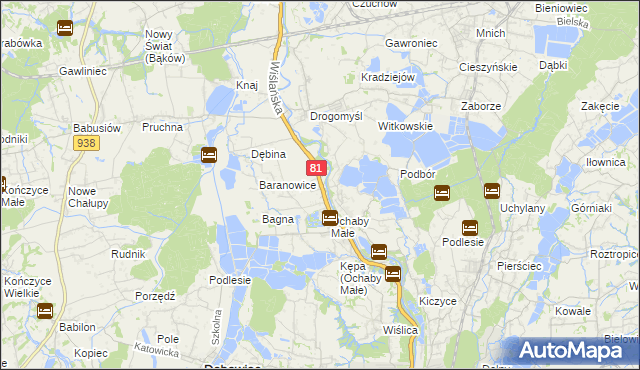 mapa Ochaby Wielkie, Ochaby Wielkie na mapie Targeo