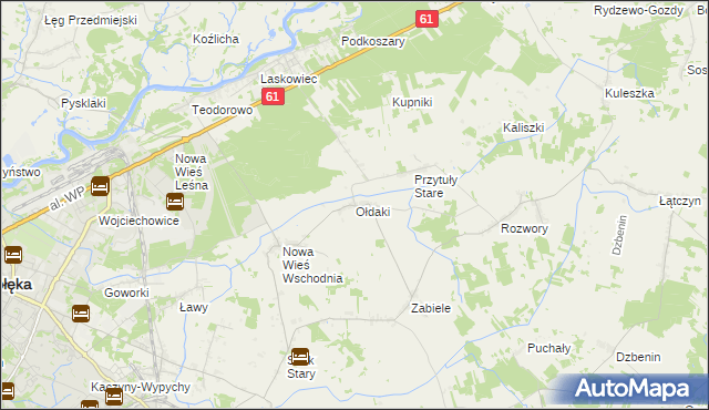 mapa Ołdaki gmina Rzekuń, Ołdaki gmina Rzekuń na mapie Targeo