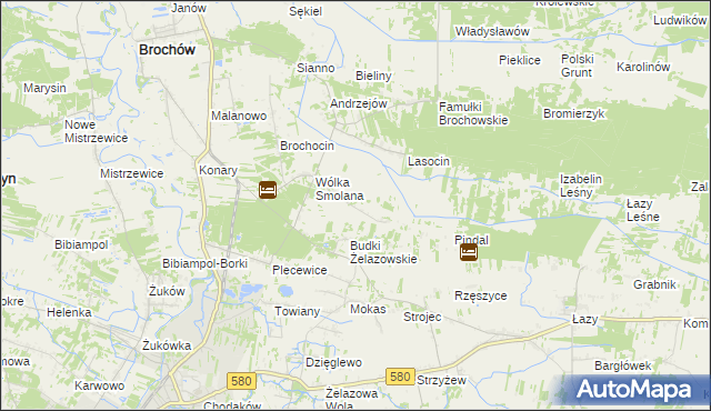 mapa Olszowiec gmina Brochów, Olszowiec gmina Brochów na mapie Targeo