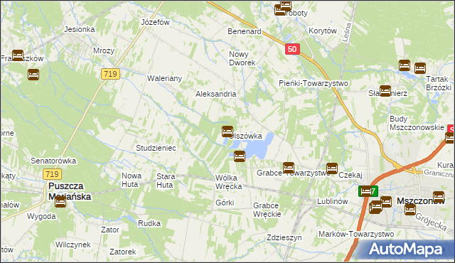 mapa Olszówka gmina Mszczonów, Olszówka gmina Mszczonów na mapie Targeo