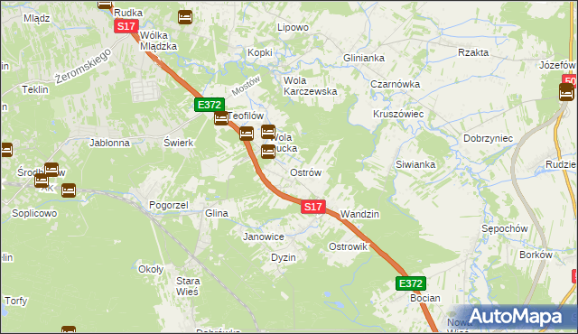 mapa Ostrów gmina Celestynów, Ostrów gmina Celestynów na mapie Targeo