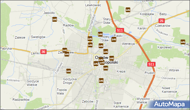 mapa Ostrów Wielkopolski, Ostrów Wielkopolski na mapie Targeo