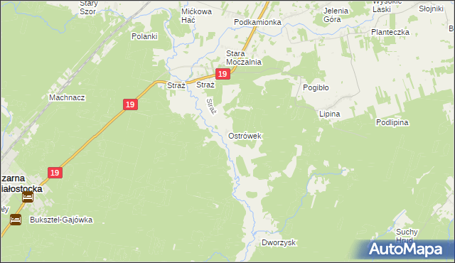 mapa Ostrówek gmina Sokółka, Ostrówek gmina Sokółka na mapie Targeo