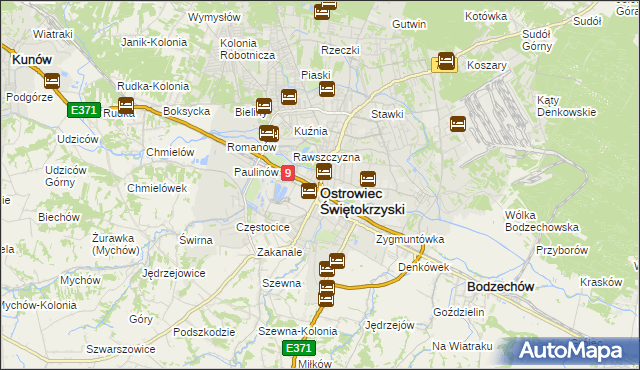 mapa Ostrowiec Świętokrzyski, Ostrowiec Świętokrzyski na mapie Targeo