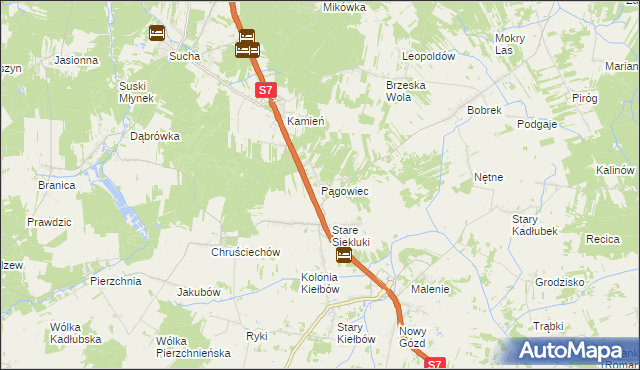 mapa Pągowiec gmina Stara Błotnica, Pągowiec gmina Stara Błotnica na mapie Targeo