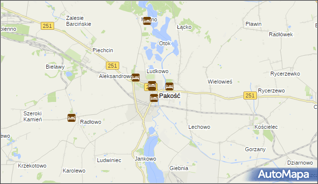 mapa Pakość powiat inowrocławski, Pakość powiat inowrocławski na mapie Targeo