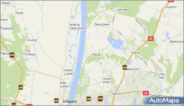 mapa Parski gmina Grudziądz, Parski gmina Grudziądz na mapie Targeo