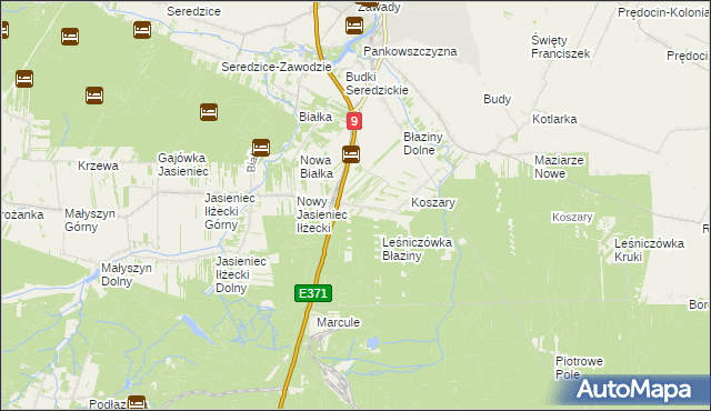 mapa Pastwiska gmina Iłża, Pastwiska gmina Iłża na mapie Targeo