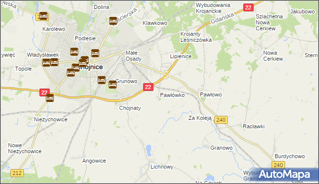 mapa Pawłówko gmina Chojnice, Pawłówko gmina Chojnice na mapie Targeo